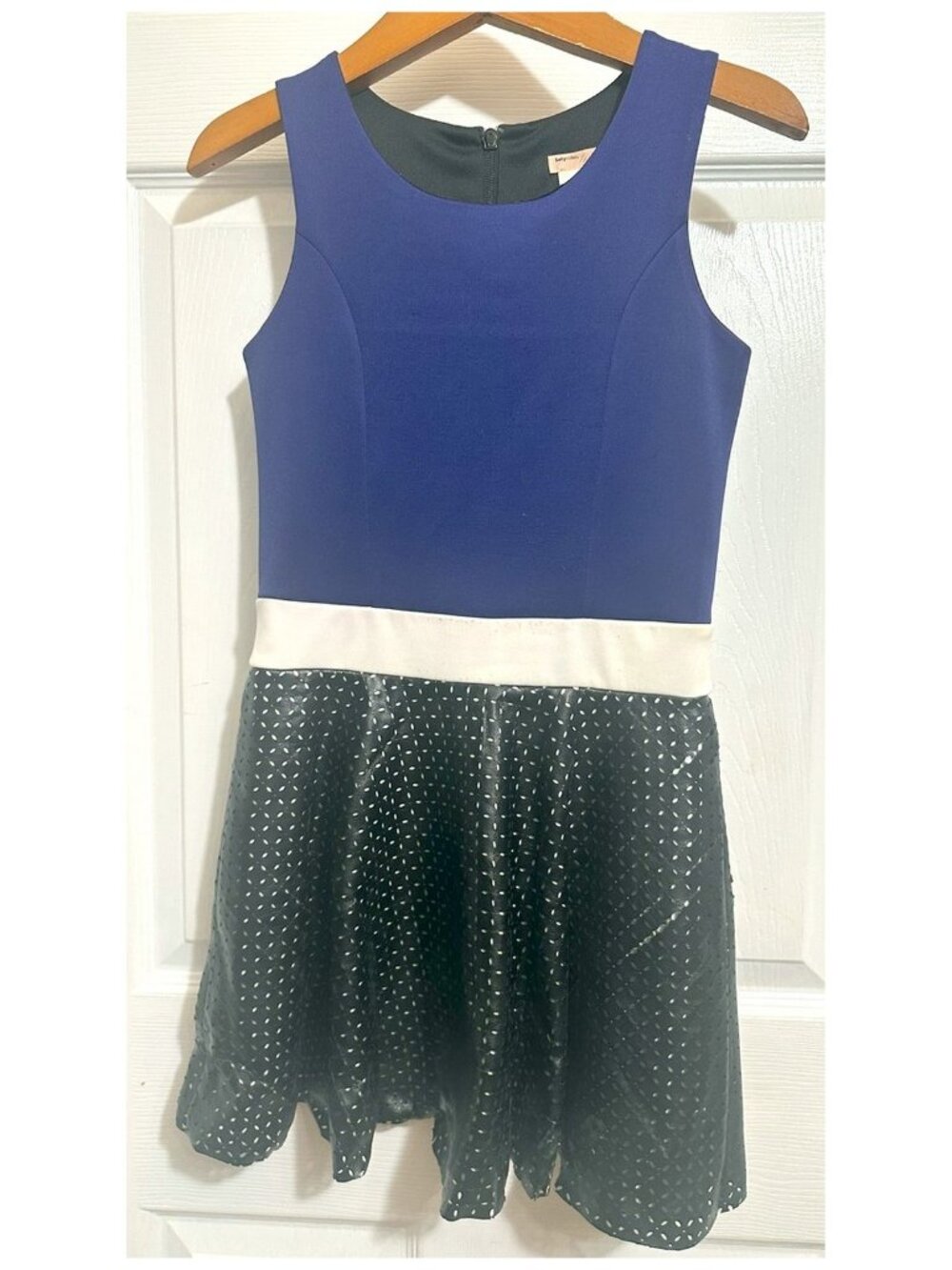 Sally Miler Couture Girl's Dress Sleeveless Lined Blue and Black Size M (10)